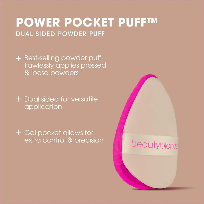 Beautyblender POWER POCKET PUFF™ Dual-Sided Powder Puff for Setting and Baking